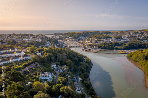 Fototapeta Naklejka Na Ścianę i Meble -  The Beautiful Coastal Town of Looe in Cornwall UK Seen From The Air in Summer