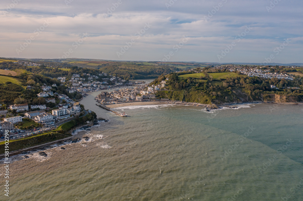 The Coastal Town of Looe in Cornwall UK Seen From The Air