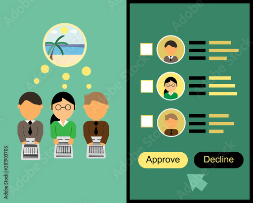 online leave request VS leave form in paper vector