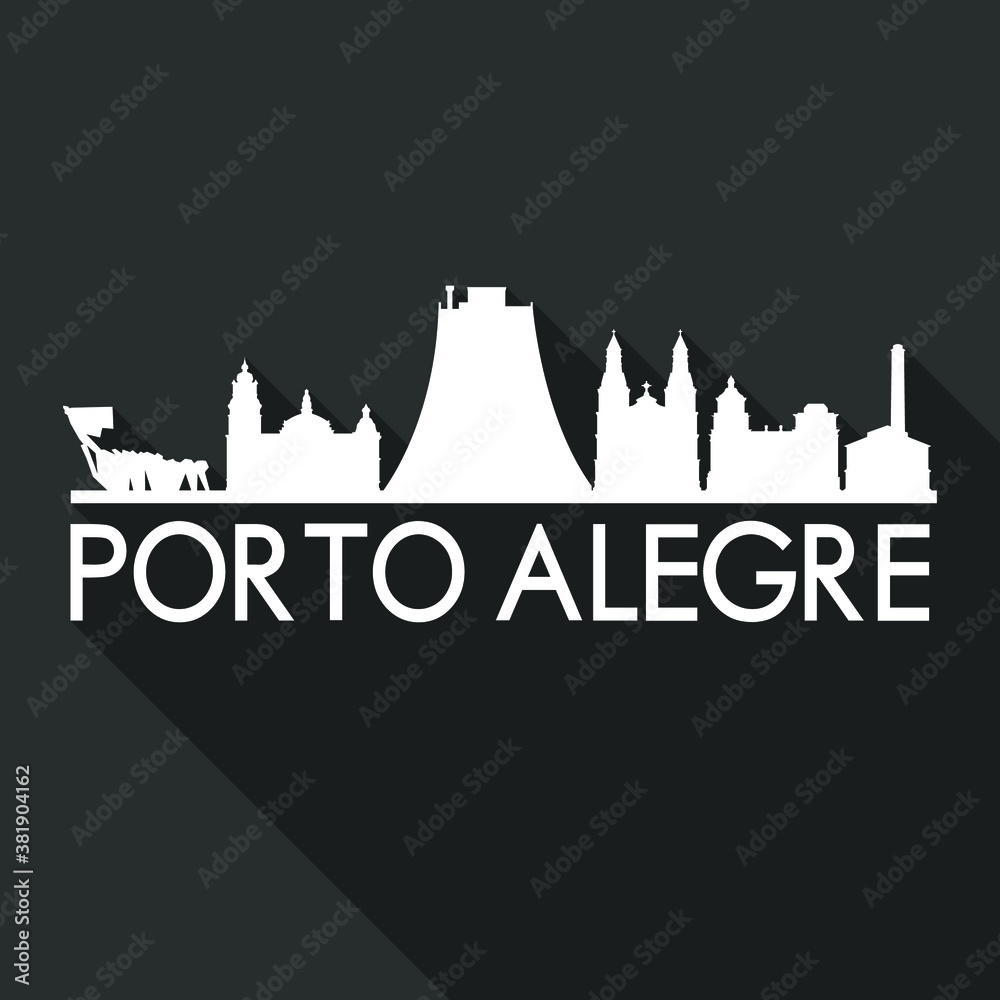 Porto Alegre Brazil America Flat Icon Skyline Silhouette Design City Vector Art Famous Buildings.
