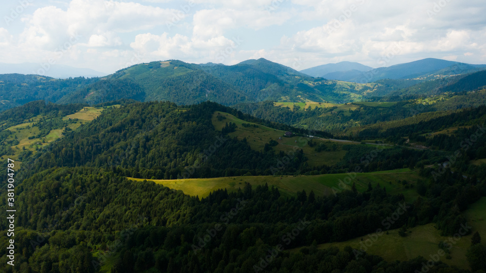 Beautiful green mountain landscape with trees on it