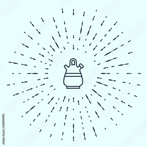 Black line Sangria pitcher icon isolated on grey background. Traditional spanish drink. Abstract circle random dots. Vector.