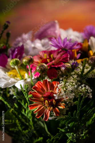 Beautiful bouquet of bright flowers