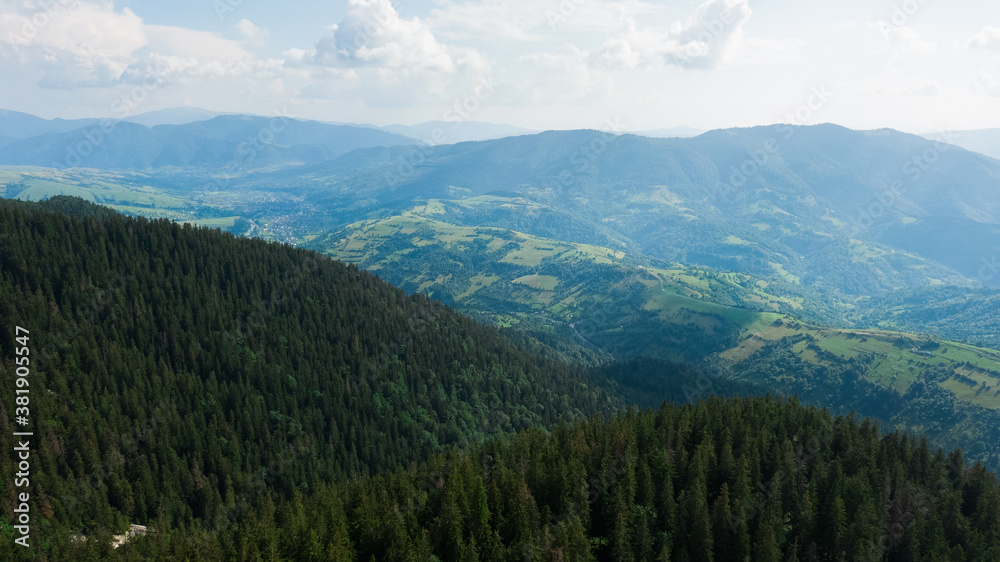 Carpathian Mountains covered by green pine forests, Ukraine Carpathian Mountains covered by green pine forests, Ukraine