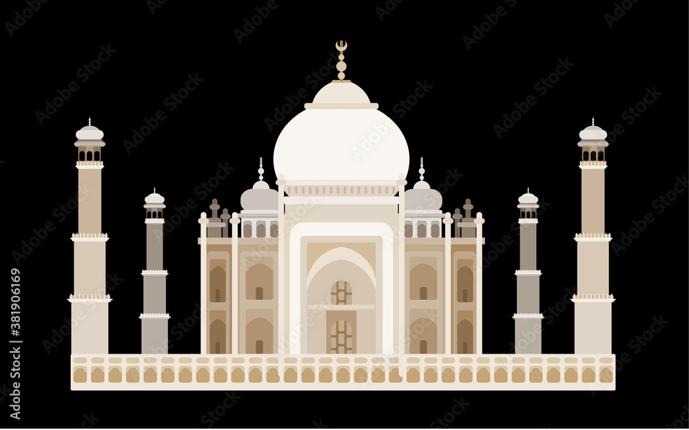 india famous temple with towers. flat style picture