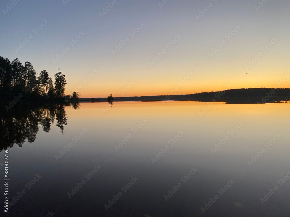 sunset on the lake