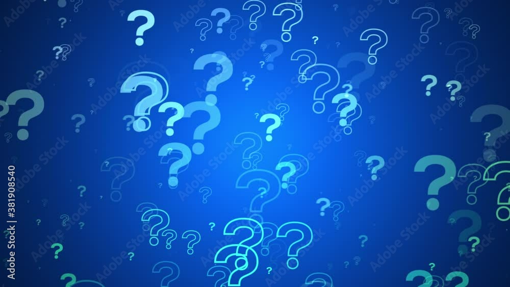 question marks animation blue background
