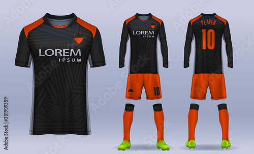 t-shirt sport design template, Soccer jersey mockup for football club. uniform front and back view.