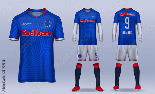 t-shirt sport design template, Soccer jersey mockup for football club. uniform front and back view.