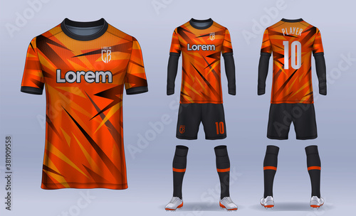 t-shirt sport design template, Soccer jersey mockup for football club. uniform front and back view.