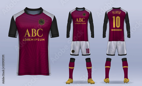 t-shirt sport design template, Soccer jersey mockup for football club. uniform front and back view.