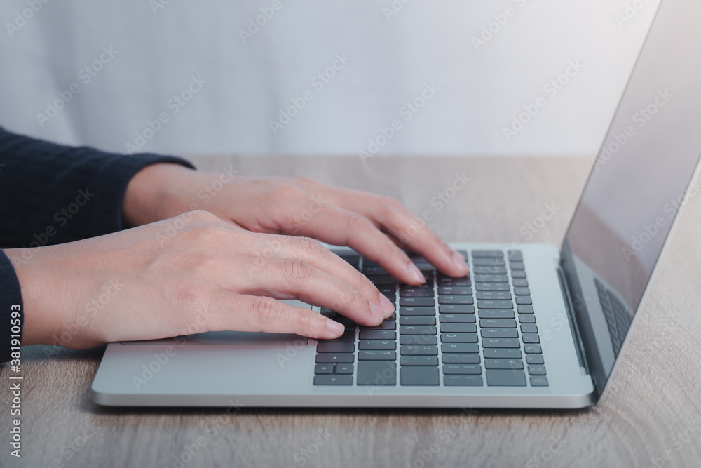 Cropped image of male hands work from home using  modern computer. home isolation concept.