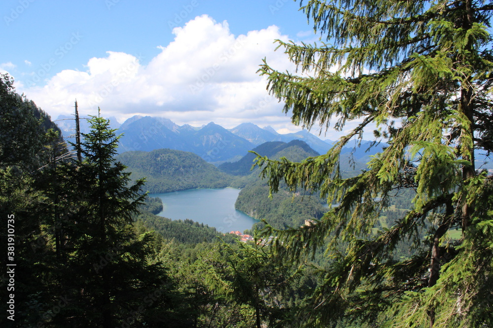 The beautiful area around Schloss Neuschwanstein in the Bavarian Alps The beautiful area around Schloss Neuschwanstein in the Bavarian Alps