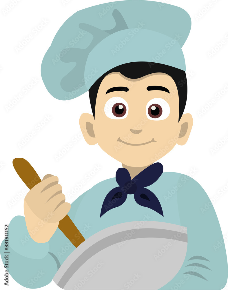 Vector emoticon illustration of a male cook
