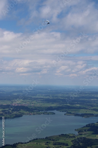 Enjoying the great panoramic view while flying along the Allgau alps. 