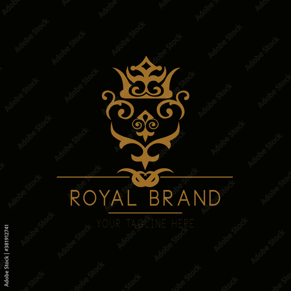 royal crown emblem royal brand illustration logo design. royal crown emblem royal brand illustration logo design.