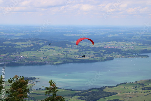Enjoying the great panoramic view while flying along the   Allgau alps. 
