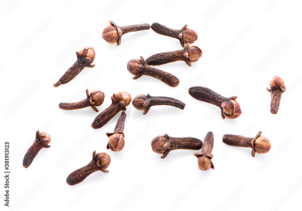 dry cloves on white background dry cloves on white background