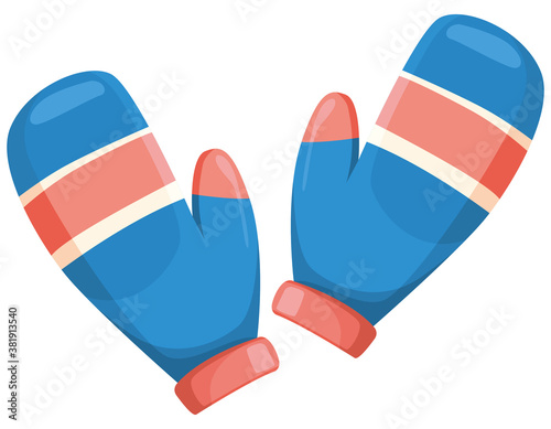 Mittens isolated on white background. Winter clothes in cartoon style.