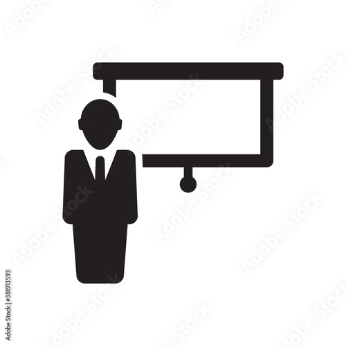presentation board icon, lecture training business man icon