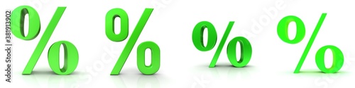 Percentage percent percentile sign symbol interest rate icon 3d green