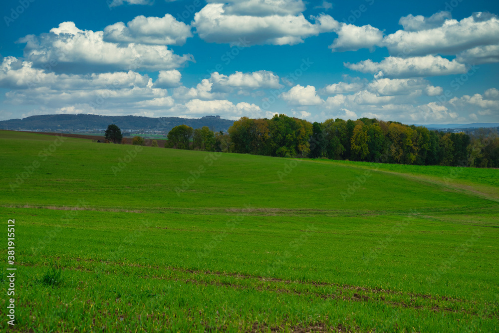 Coburger Land  Oberfranken Deutschland mit Saat im Herbst