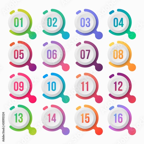 Number bullet point colorful gradient with text box vector element design