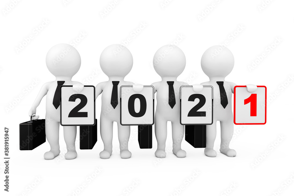 3d Businessmans with New 2021 Year Sign. 3d Rendering 3d Businessmans with New 2021 Year Sign. 3d Rendering