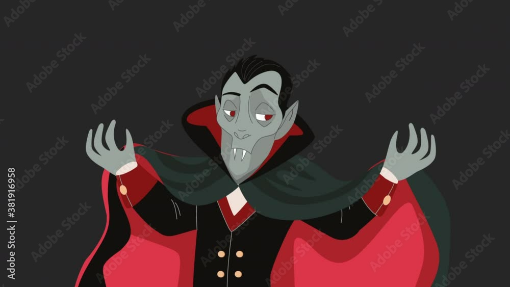 Dracula or vampire is wearing a cloak. Dracula on fire motion animation video. Happy Halloween Dracula or vampire is wearing a cloak. Dracula on fire motion animation video. Happy Halloween