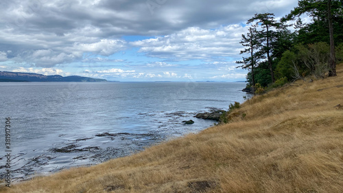 View looking north up Haro Strait from Turn Point Lighthouse on Stuart Island in the San Juan Islands.