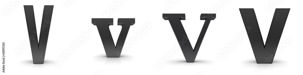 V letter black sign 3d V letter black sign 3d