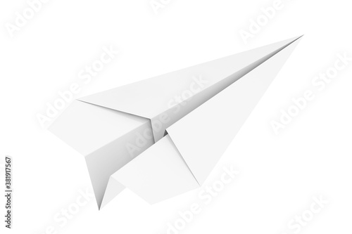 White Origami Paper Airplane. 3d Rendering