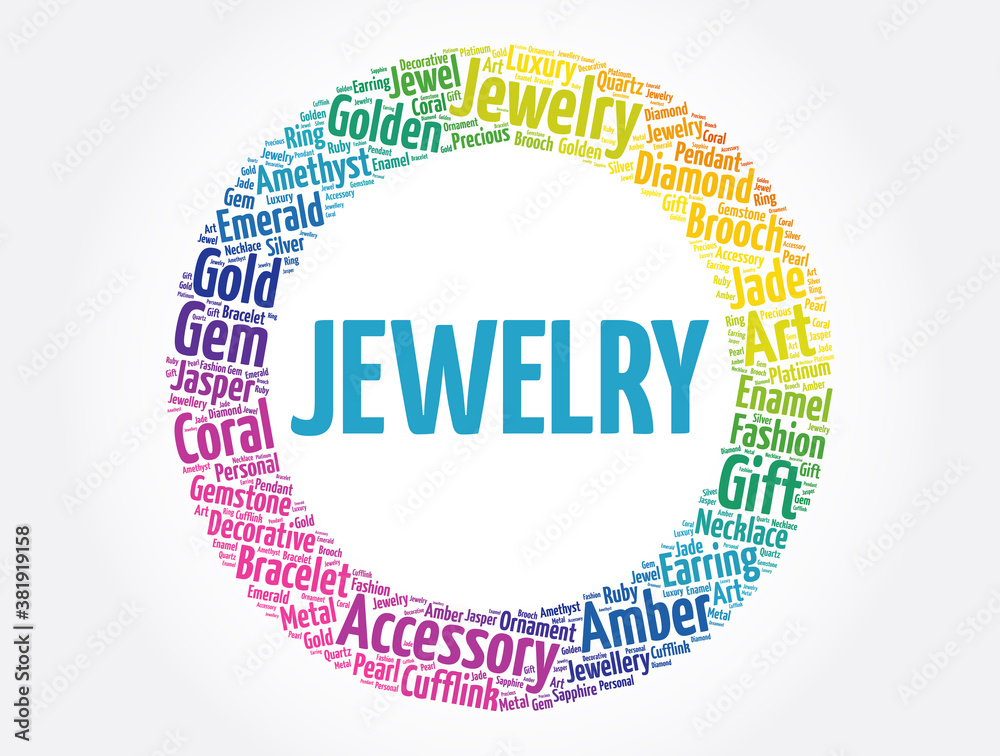Jewelry word cloud, business concept background