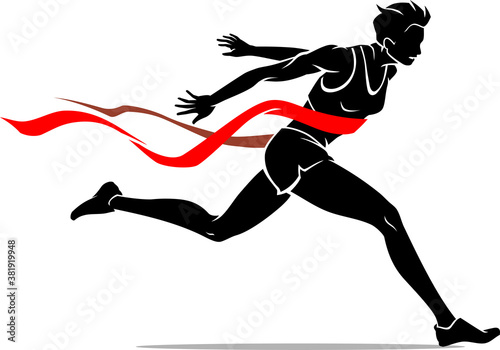 Female Runner Silhouette, Finish Line