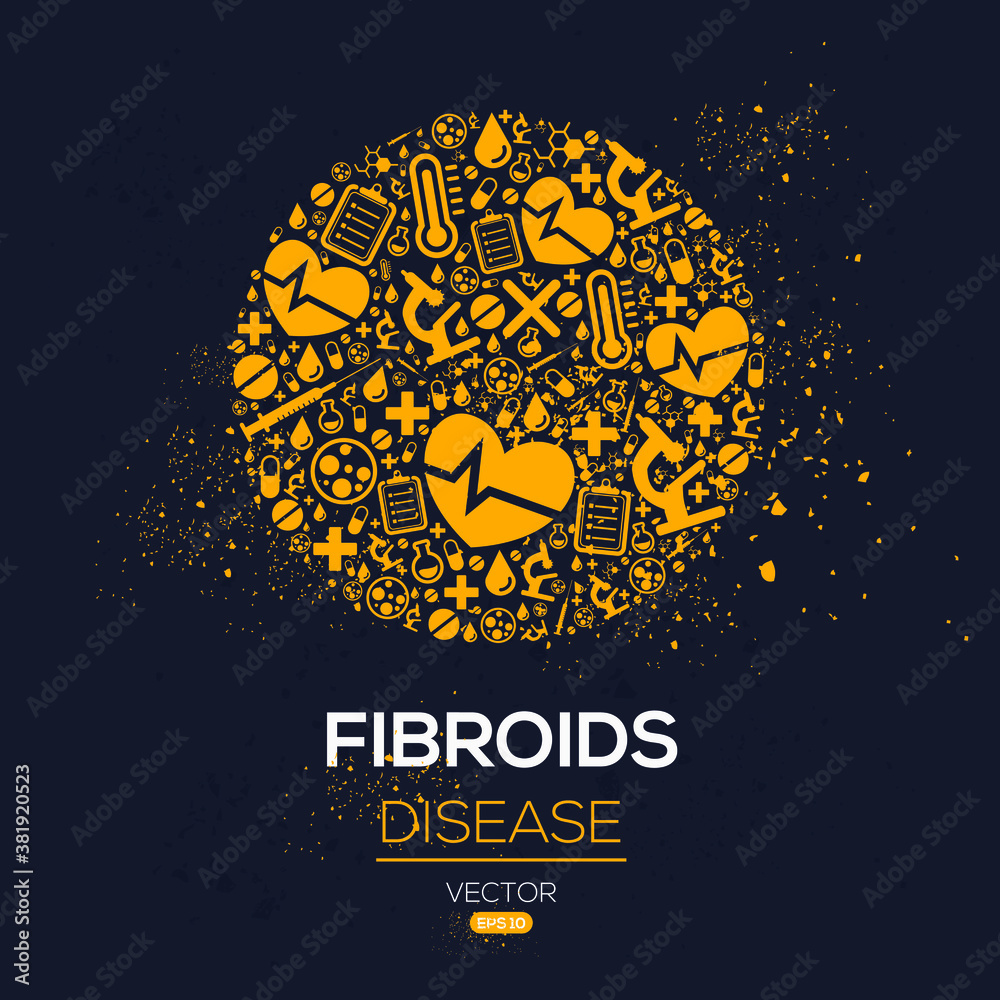 Creative (Fibroids) disease Banner Word with Icons ,Vector illustration.	