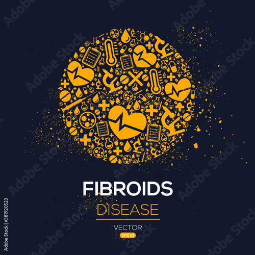 Creative (Fibroids) disease Banner Word with Icons ,Vector illustration.	