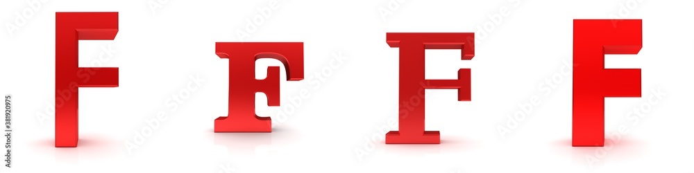 F letter sign red 3d F letter sign red 3d