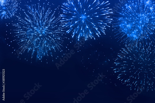 abstract blue fireworks background for celebrate