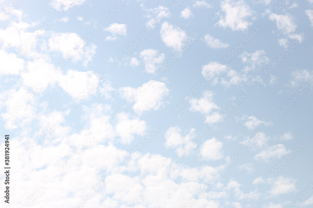 Beautiful blue sky with fluffy clouds wallpaper background