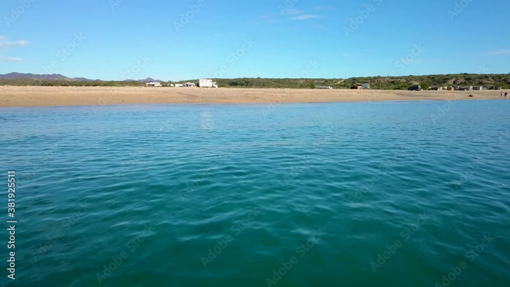 Campground on Tropical Beach in Mexico Coastline - Aerial establishing Drone View