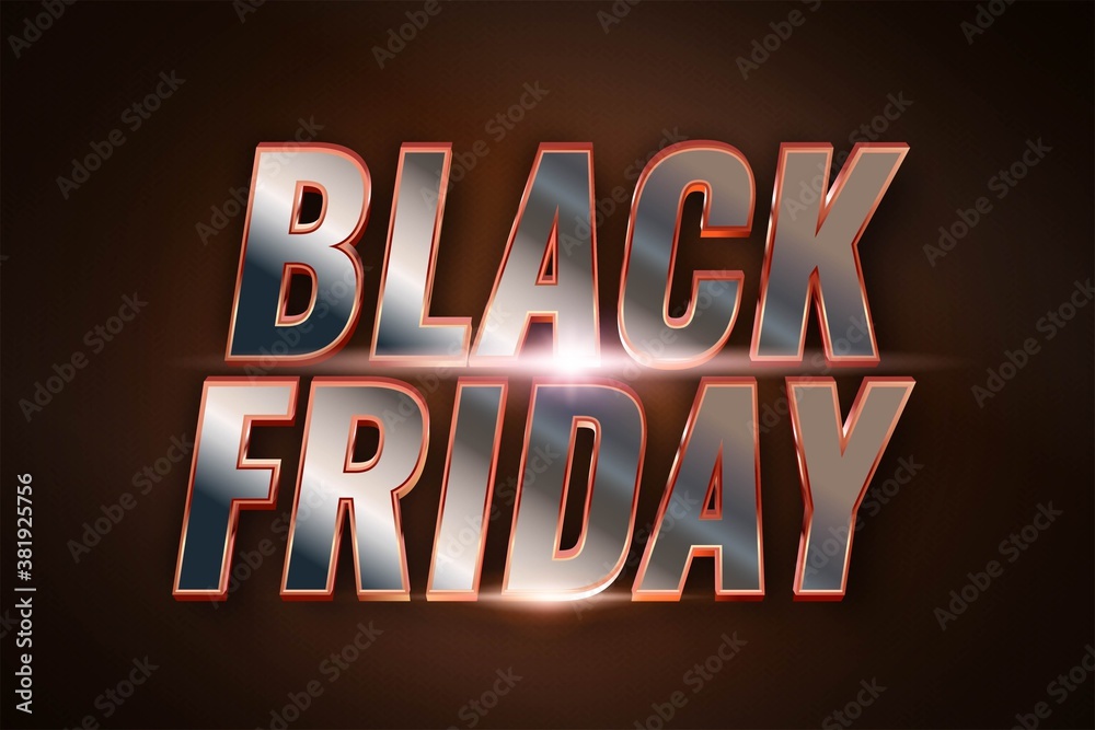 Event Black Friday sale with 3d silver effect concept for trendy flayer and banner template promotion market online