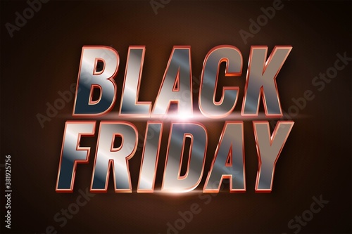 Event Black Friday sale with 3d silver effect concept for trendy flayer and banner template promotion market online