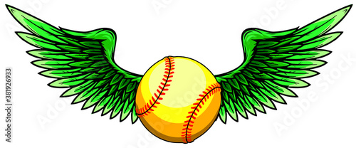 Baseball Ball Flying With Angel Wings vector
