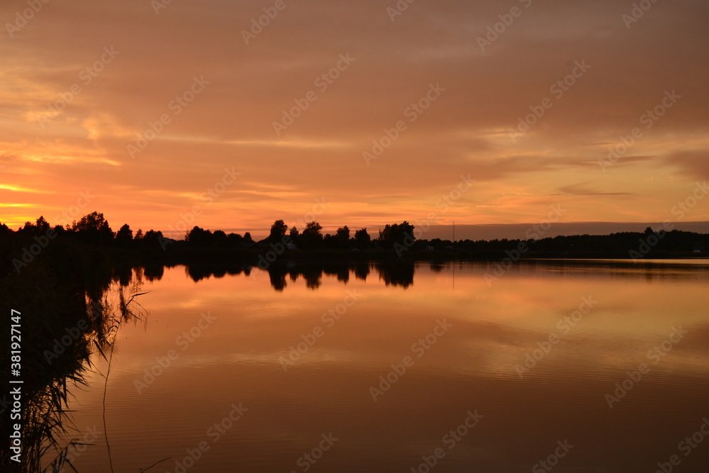 sunset over lake