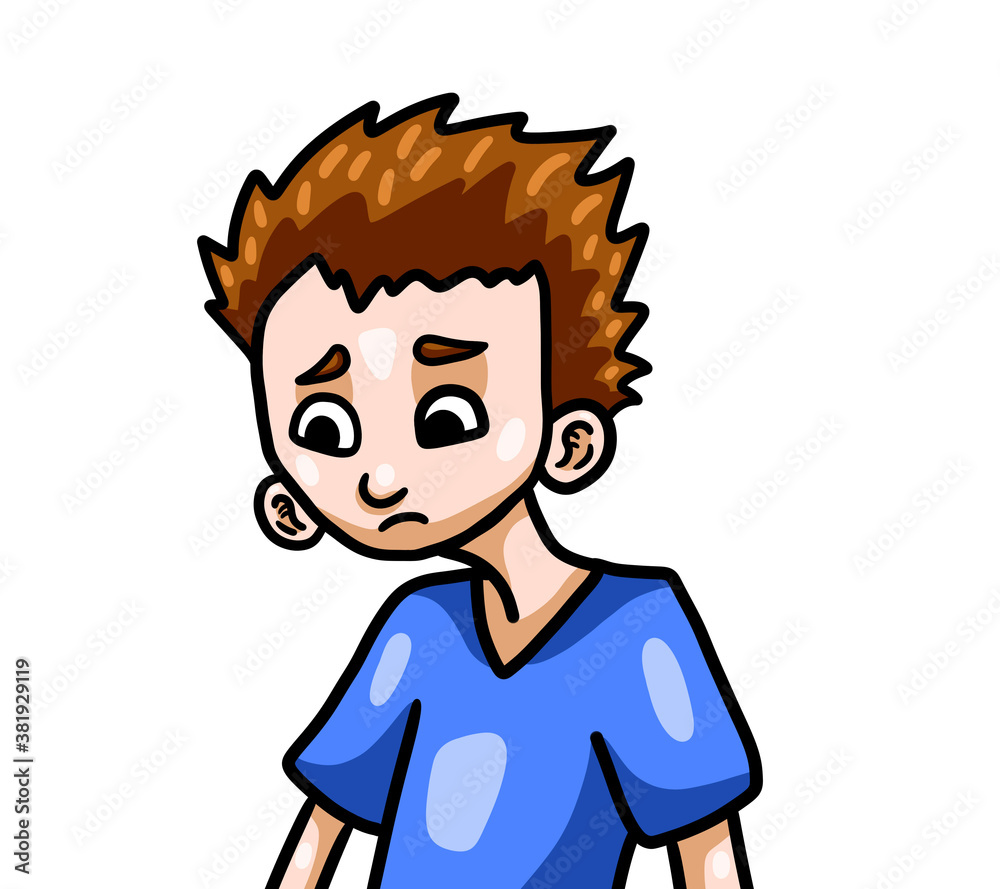 Adorable Stylized Sad Little Boy Adorable Stylized Sad Little Boy