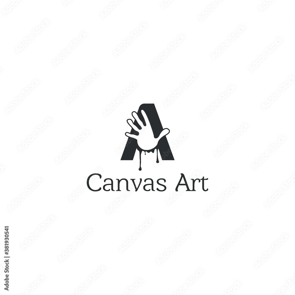 Letter A with hand for Logo canvas art design inspiration and modern logo design Letter A with hand for Logo canvas art design inspiration and modern logo design