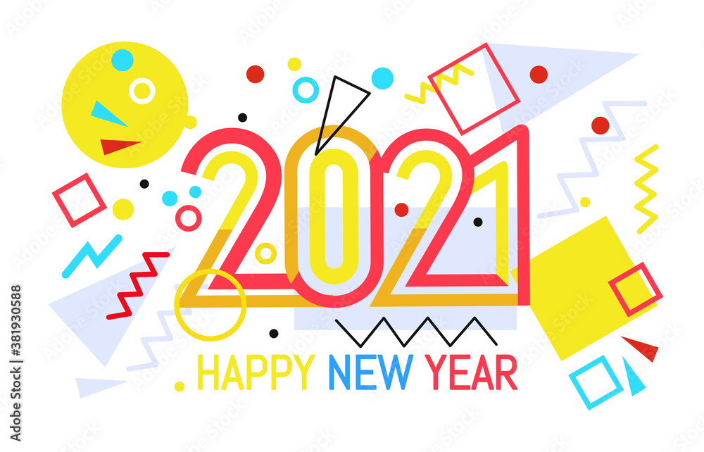 New Year color 2020 number design