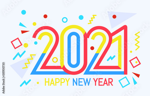 New Year color 2021 number design