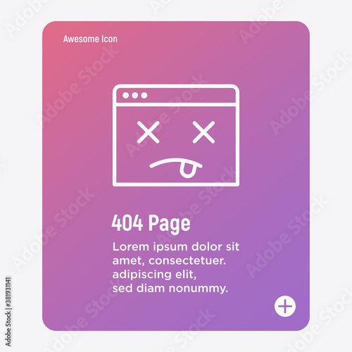 404 page thin line icon. Page not found. Vector illustration.