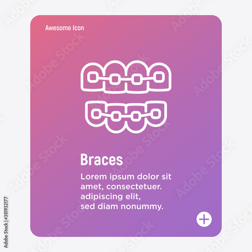 Orthodontics thin line icon. Braces, tooth correction. Dentistry. Vector illustration.
